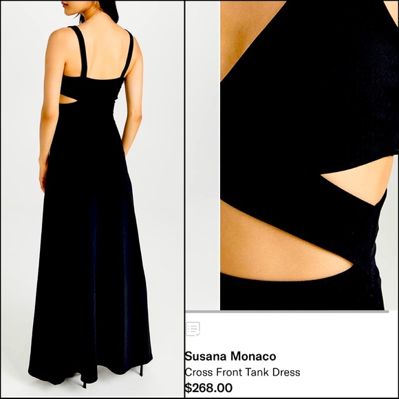 $275⬇️NWT Susana Monaco cutout midriff maxi tank dress flowy colorblock slip - Picture 3 of 7